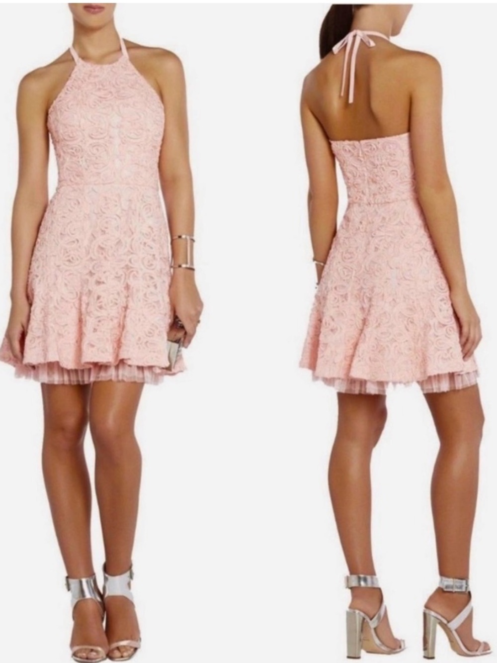 BCBG Max Azria Basanti Soutache Floral Lace Mini Dress